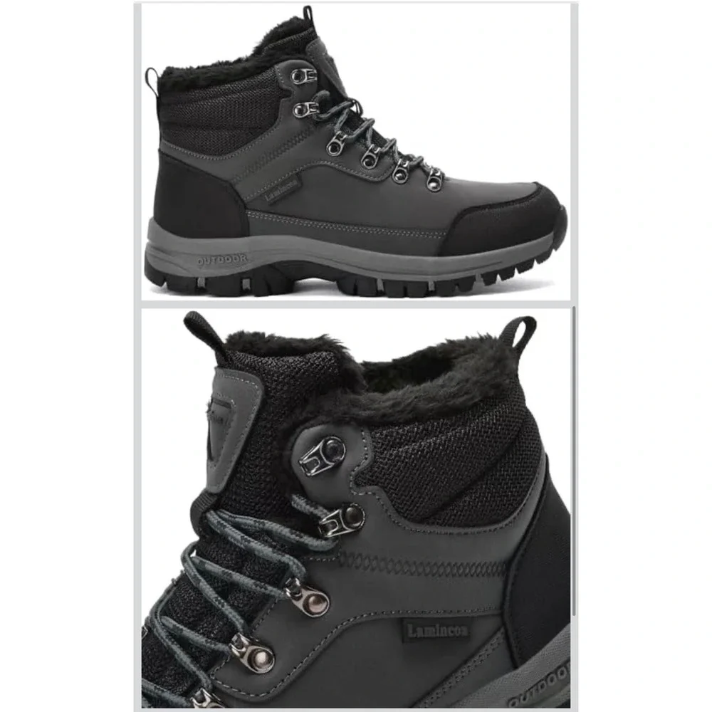 Lamincoa Mens Winter Snow Boots Grey Water Resistant Fur Lined Sz 12 NEW IN BOX